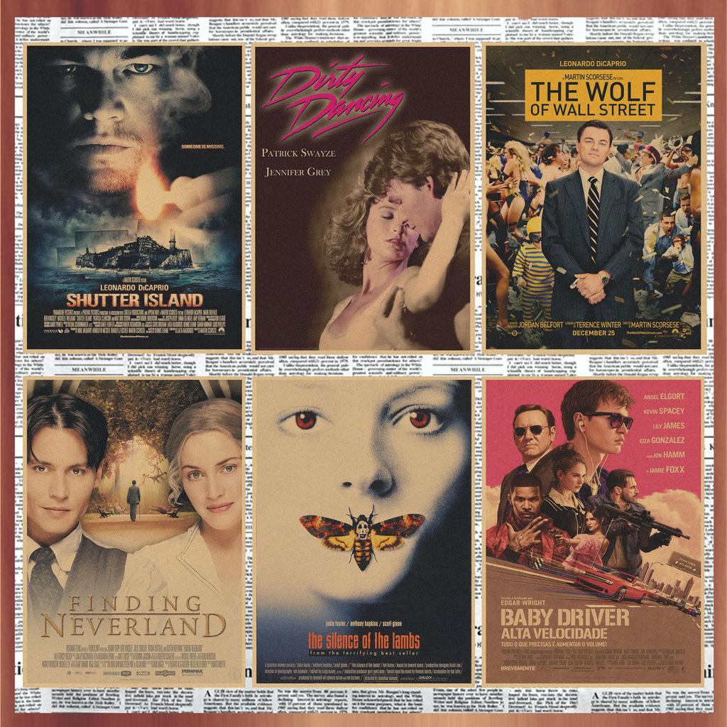 Vintage European & American Movie Posters: Retro Kraft Paper Wall Art for Bar, Cafe, Restaurant Decor.