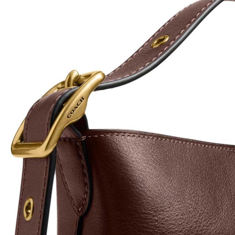 Coach Bleecker 21 Logo-geprägtes Leder-Eimerbeutel Damen-Taschen Ahorn-Braun CCX07-B4MPL