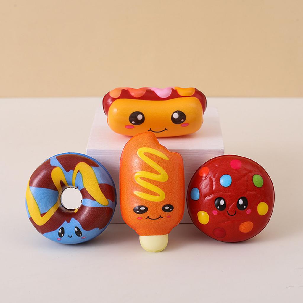 Set of 9 Soft Squishy Food Shaped Stress Relief Toys Includes Donut Cupcake Fries Corn Dog and More for Sensory Play and Anxiety Reduction