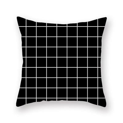 Černobílá Geometrická Vzorovaná Povlak na Polštář Polyesterový Potah na Polštář na Pohovku Domácí Dekorace
