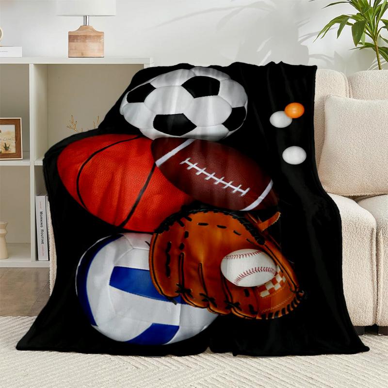1PC Sports Equipment Collection Flannel Blanket Gift, Suitable for Both Men And Women, Soft Ideal for Beds And Sofa, Birthday Or Christmas Gift