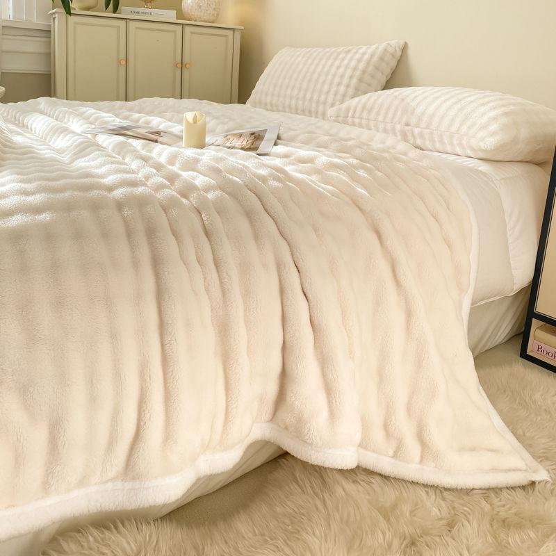 Winter Thick Blanket Imitation Rabbit Hair Bubble Velvet Air Conditioner Flannel Sheets Covered Laid Bedding Warm Double-sided Plush Sofa Towel