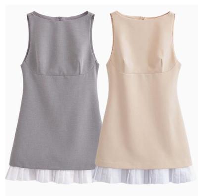 Europäisches & Amerikanisches Damen Schlankmachendes Color-Block Popeline Patchwork Kurzes Kleid - Modischer Temperament Stil