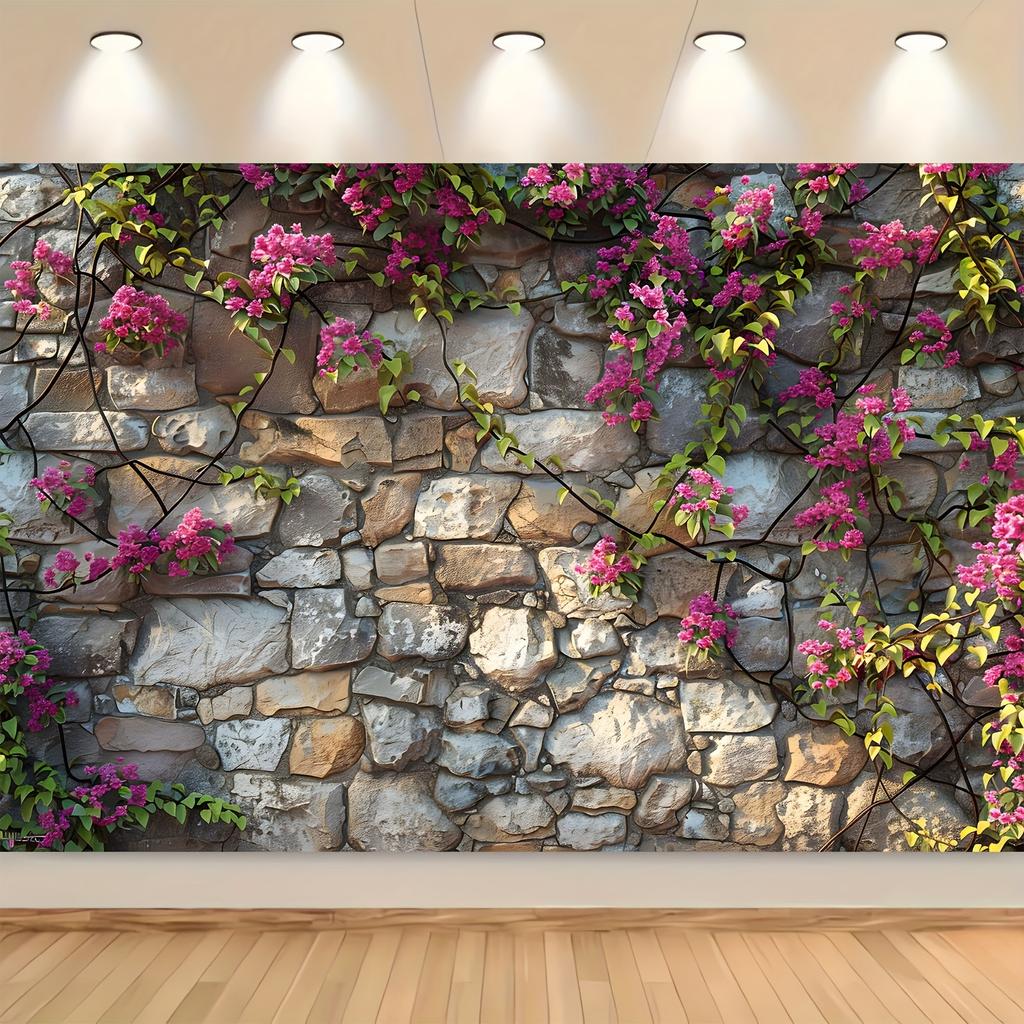 A stone wall flower background cloth - spring and summer flower background wedding birthday flower party prop