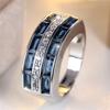 Cute Female Blue Zircon Stone Engagement Ring Silver Color Wedding  For Women