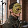 Fade-resistant Retro Horror Gear Halloween Cosplay Masque for Adults Men Women, Realistic Creepy Durable Lightweight Foam Prop Green Half Face