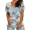 Summer Women's Casual V-neck Short Sleeved T-shirt Strawberry Flowers 3D Printing Fashionable Comfortable Breathable Loose Sports Versatile T-shirt