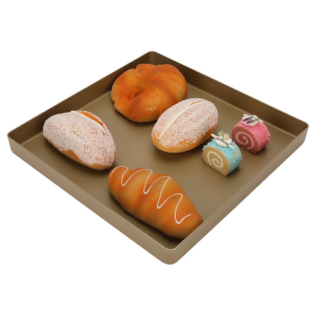 28x28x3cm Zlatá Hliníková Slitina Čtvercový Tvar Nepřilnavý Pečicí Plech Plech na Chléb Pizzu Pečicí Nástroj