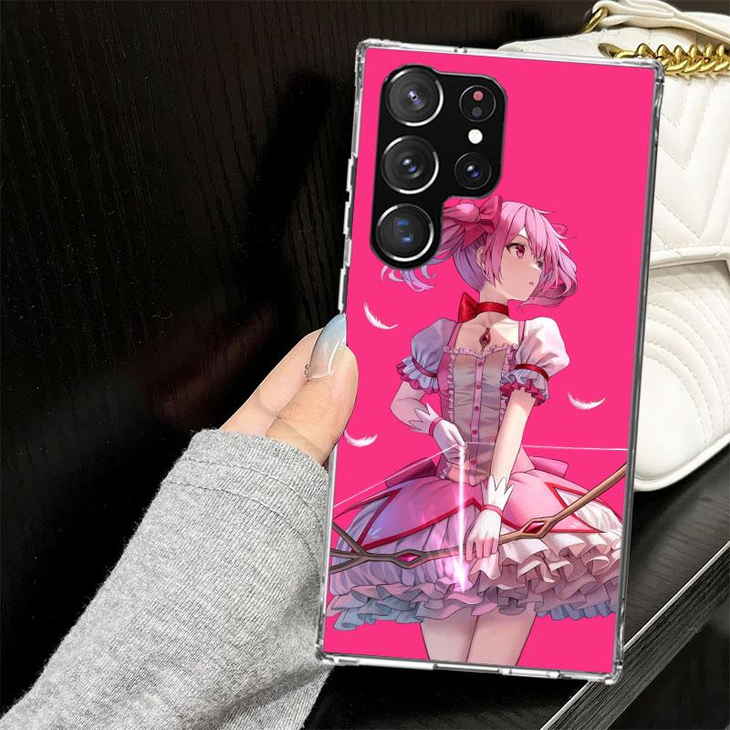 Madoka Magica Anime Case for Samsung Galaxy S25 S24 S23 S22 Ultra Soft Phone Cover S25 Edge S21 Plus S20 FE S10 + Black Cover