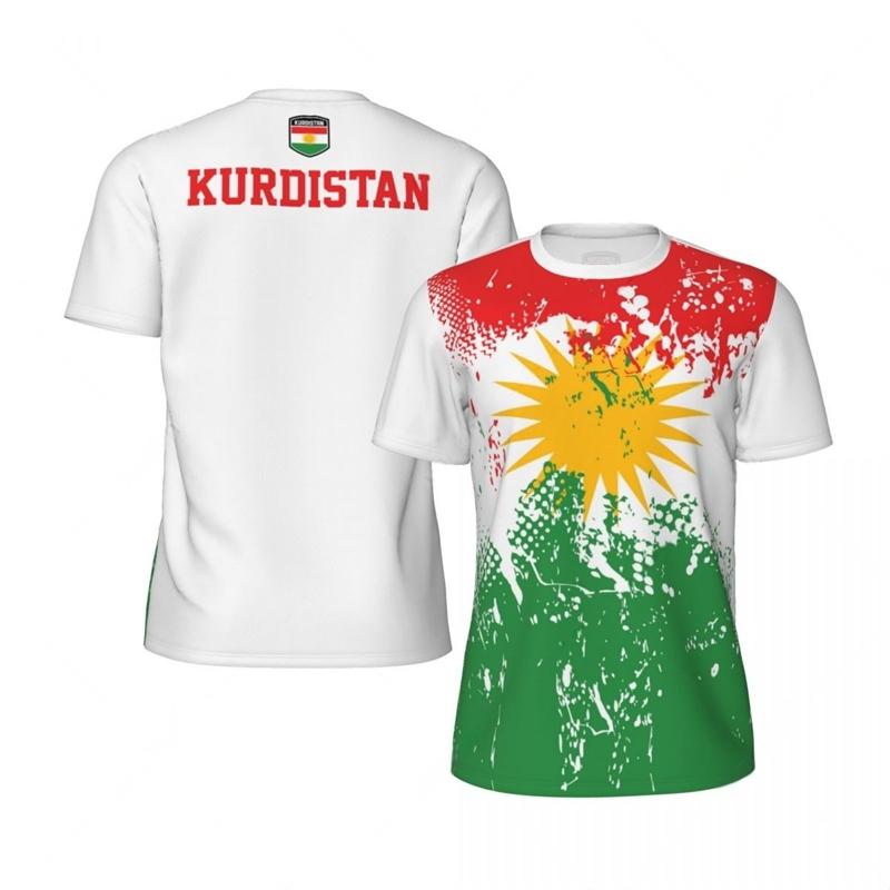 Kurdistan Flag National Emblem Graphic T-shirts Mens Football Jersey Fashion 3D Printed Sports Casual  Breathable Men's T-shirts