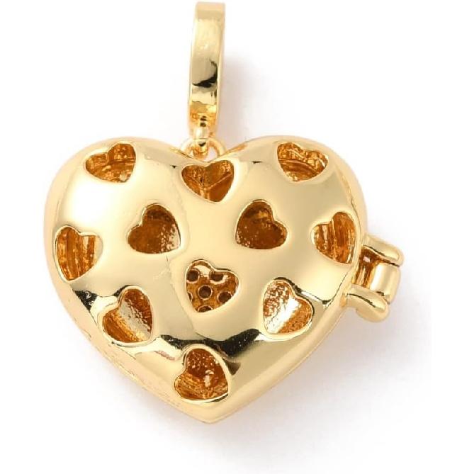 Ipotkitt 5Pcs Heart with Star Brass Micro Pave Cubic Zirconia Diffuser Locket Charm Pendants Openable Ornaments for DIY Making - 19.5x22.5mm