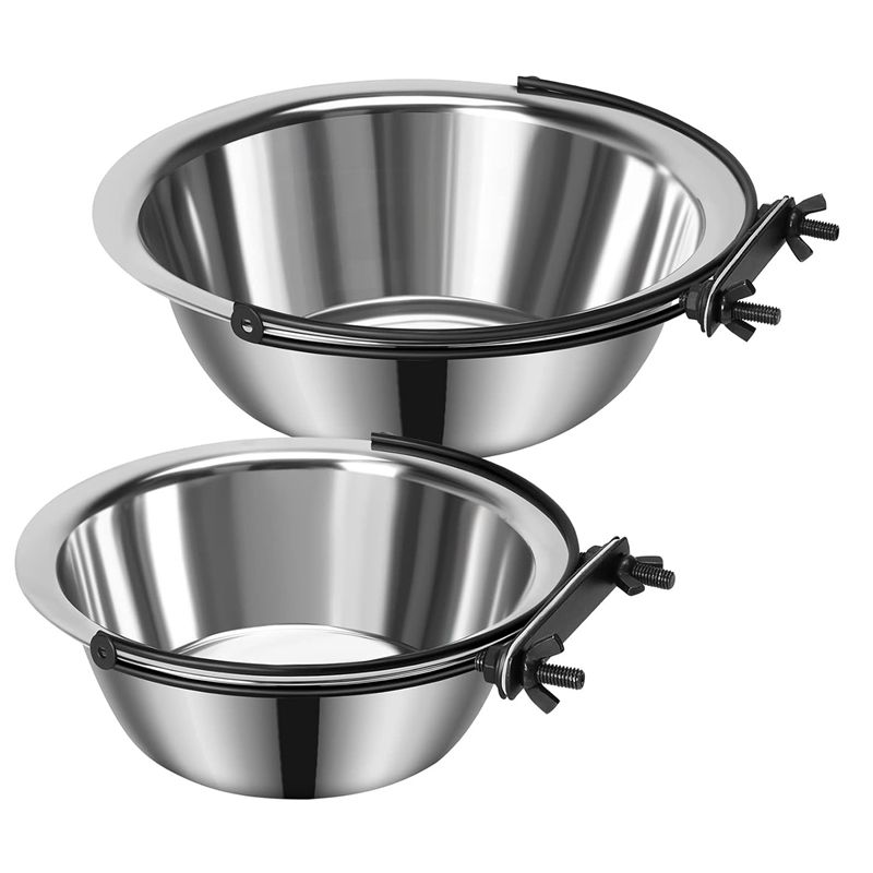

AEE4-2 Pack Dog Bowls Dog Bowl For Crate Pet Food Water Bowl For Cage Hanging Non-Spill Feeder Bowls
