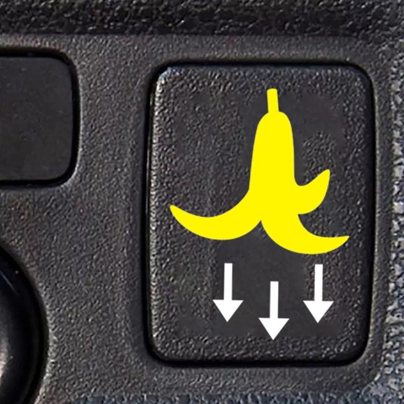 Weather Resistant Reflective Car Button Reflective Adhesive Stickers Decals for Inner Switches Protection Yellow Design
