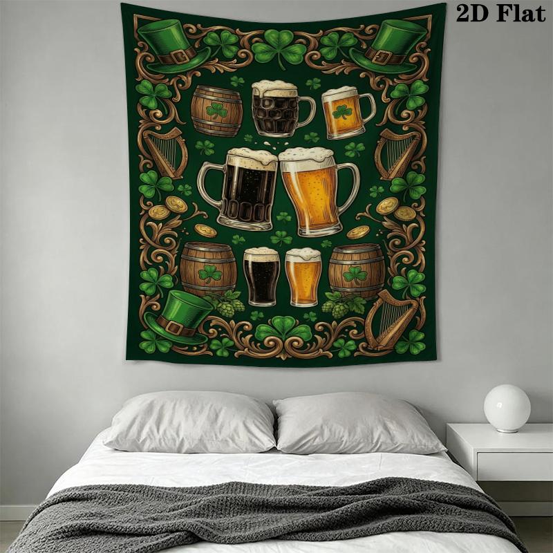 St.Patrick's Day Wall Tapestry Aesthetic Wall Hanging Printed Fabric Blanket Decorative Tapestries for Bedroom Living Room Home Decor