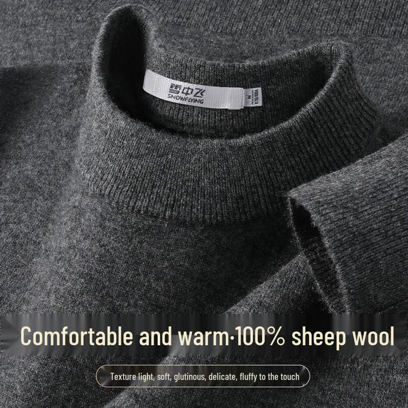 SNOWFLYING Men's 100% Merino Wool Crew Neck Sweater