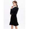 Small Fashion Slim Fit Ruffled Versatile Small Black Dress 2025 Spring & Fall New Arrival Minimalist Long Sleeve Base Dress