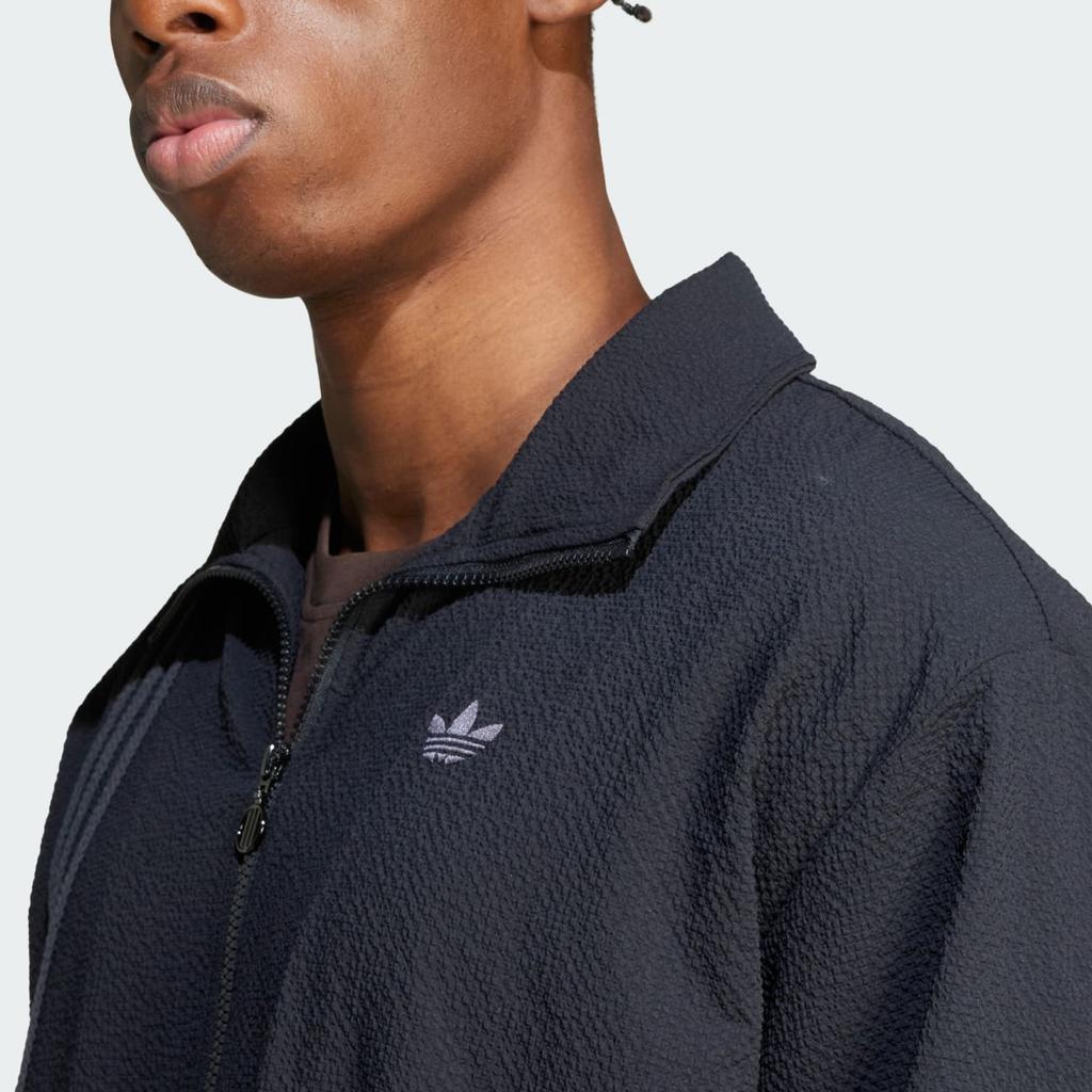 Adidas Fashion Seersucker Firebird Track Top Black Men Streetwear JC7416