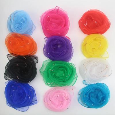 10ks 60x60cm Jednobarevný Šifon Organza Hedvábný Šátek Pro Malé Děti Děti Mateřská Škola Tanec Představení Čtvercový Šátek