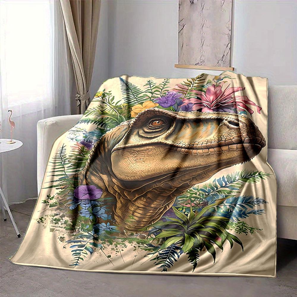 1pc DinoFlora Blanket, Lightweight Flannel Blanket For Sofa, Bed, Travel, Camping, Living Room, Office, Couch, Chair227
