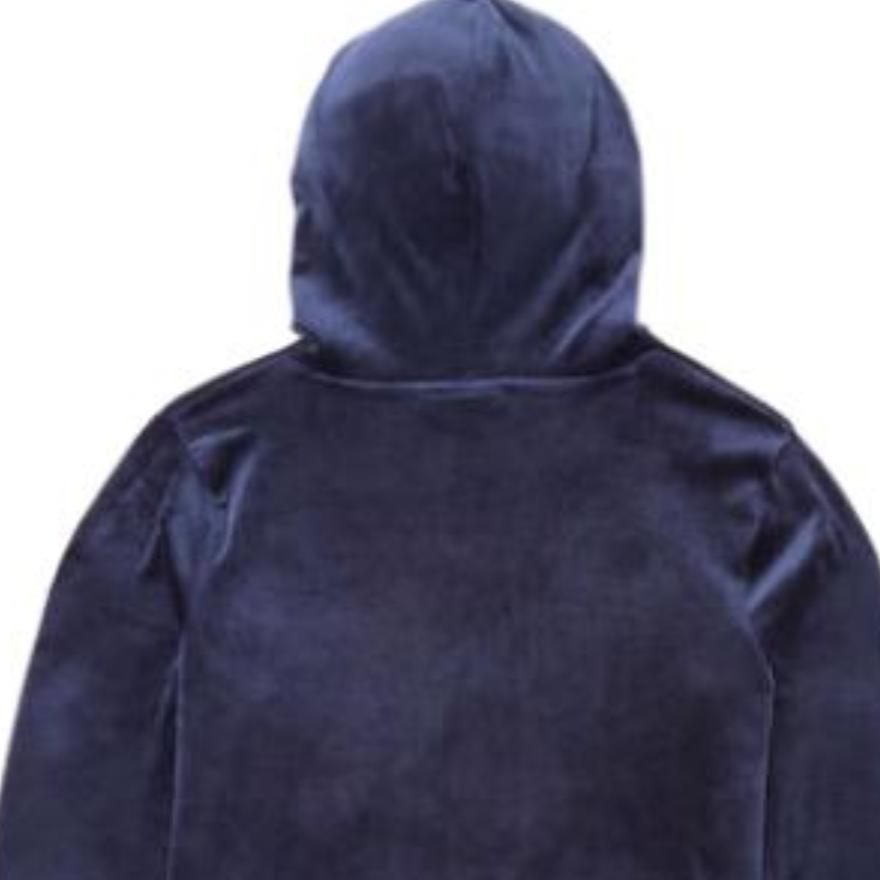 New FILA Aitana Crop Velour Hoodie Sweatshirt Women's Marine Blue LW932642-410