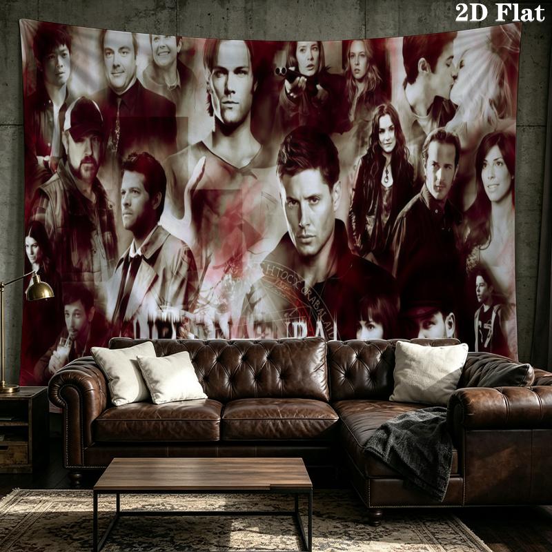 Supernatural Brothers Wall Tapestry Aesthetic Wall Hanging Printed Fabric Blanket Decorative Tapestries for Bedroom Living Room Home Decor