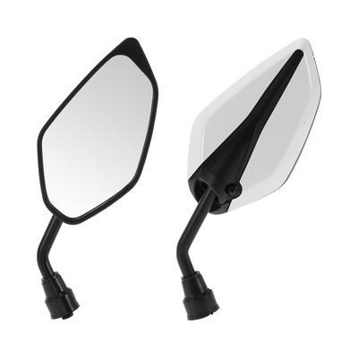HOPESPANNER Universal Motorcycle Rearview Adjustable Bar End Side Mirror Iron 1 M10 Leaf Shape Mirrors, Mounts, Plastic, Set, White,