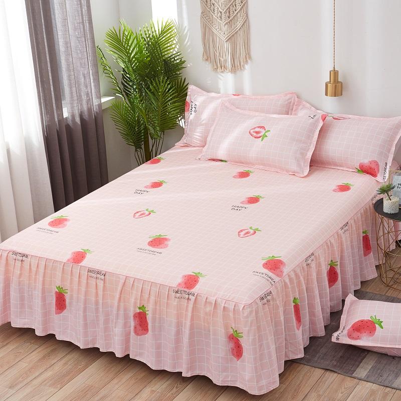 Bed Skirt Anti-dirty Sheet Bedspread Printed Elastic Band Bedclothes Queen King Skin-friendly Beds Protector Bedroom Space Decoration