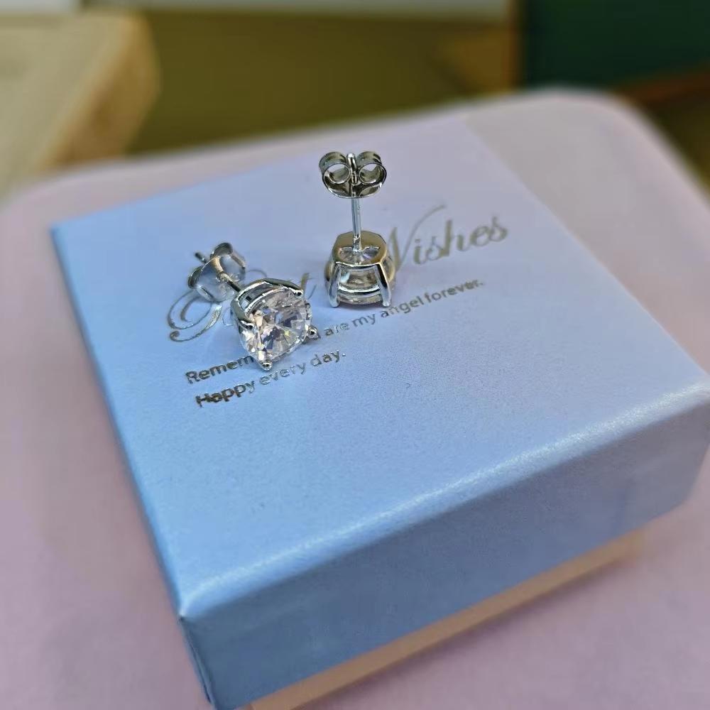 Boucles d'oreilles rondes multicolores en moissanite de 6 mm, en argent sterling 925 et zircone cubique.