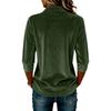 Damen Casual Knopfleiste Dreiviertelarm Bunte Bluse mit Reverskragen