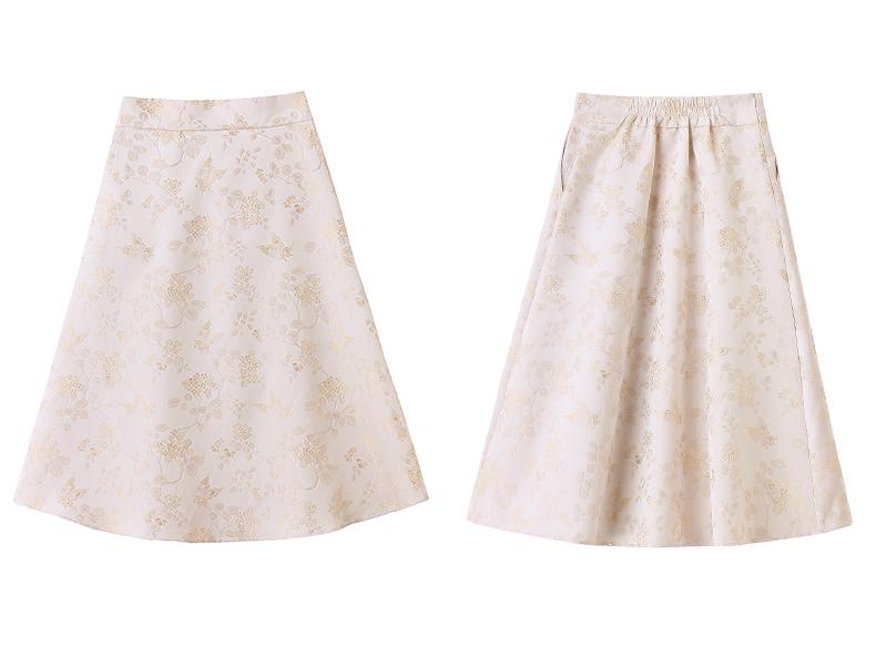 Set Rochie Două Piese Fustă și Articol Exterior Satin Jacquard Chinezesc Primăvară 2025