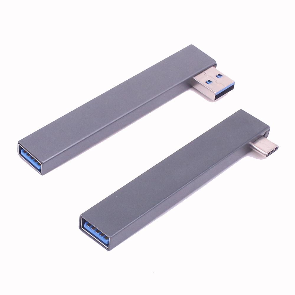 Right Angle Aluminum Alloy Type C USB 3.0 Four-Port Hub