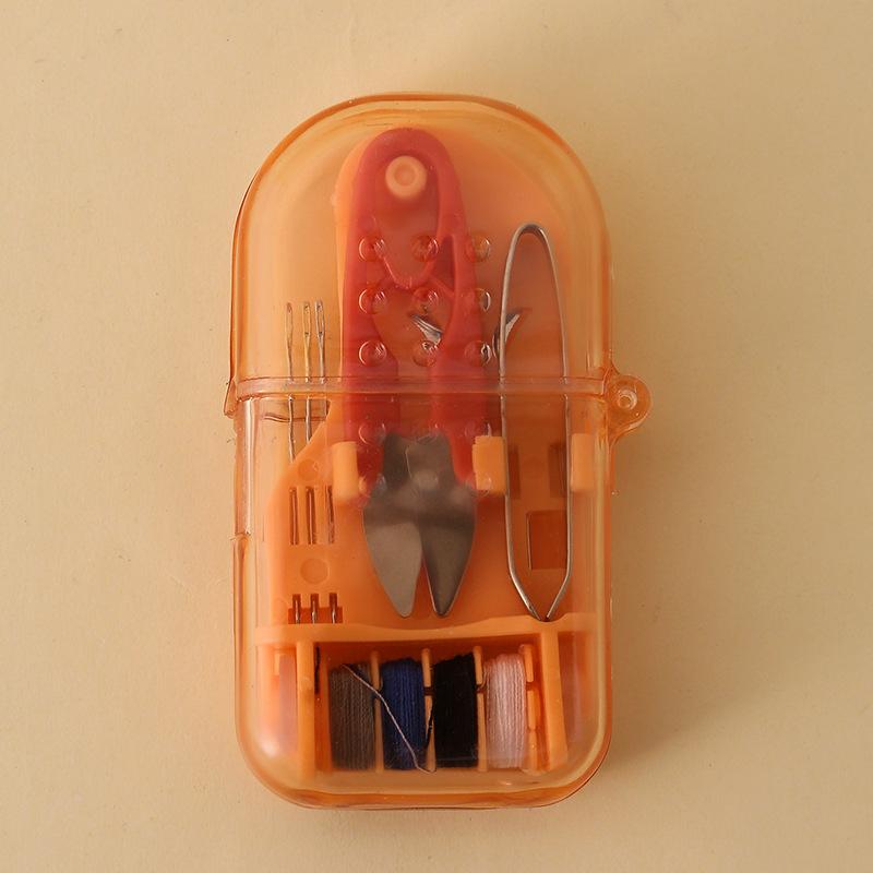 Exquisite and Portable Mini Travel Macaron Color Plastic Household Sewing Box Kit Needle Thread Scissors Sewing Tool