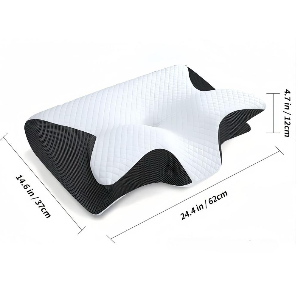 Memory Foam Neck Pillow, Cervical Neck Support Ergonomic Contoured Design Pillows Slow Rebound Orthopedic Bed Pillow чёрный