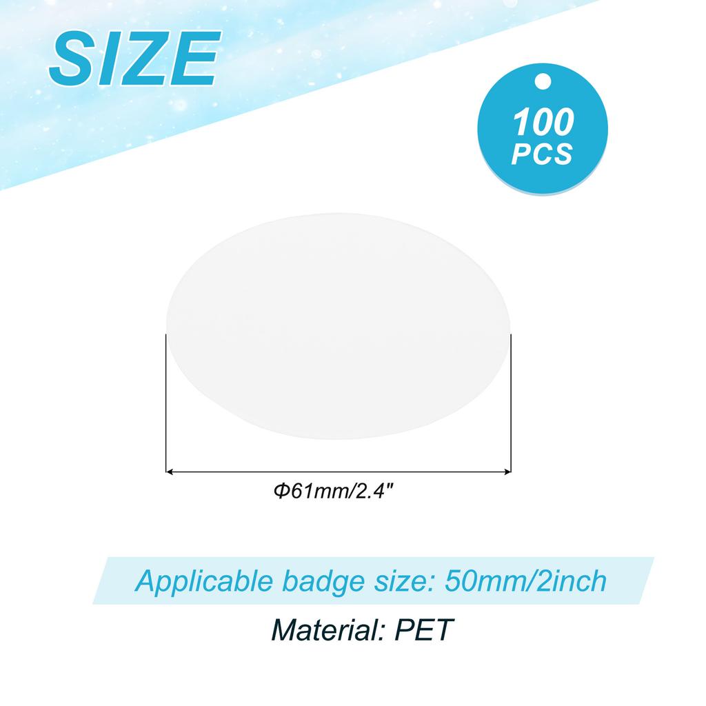 35/44/48/54/61/65/70/86mm Badge Film 100Pcs Transparent Circle Mylars Plastic Badge Protective Film Round Badge Button Maker