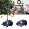 Adorable Moodeng Christmas Hippo Ornament Cartoon Resin Tree Decoration Gift