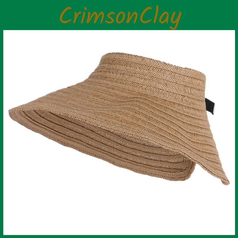 Brimmed Wide Simple Women Summer Casual Sun Shading Woven Hat For Going Out