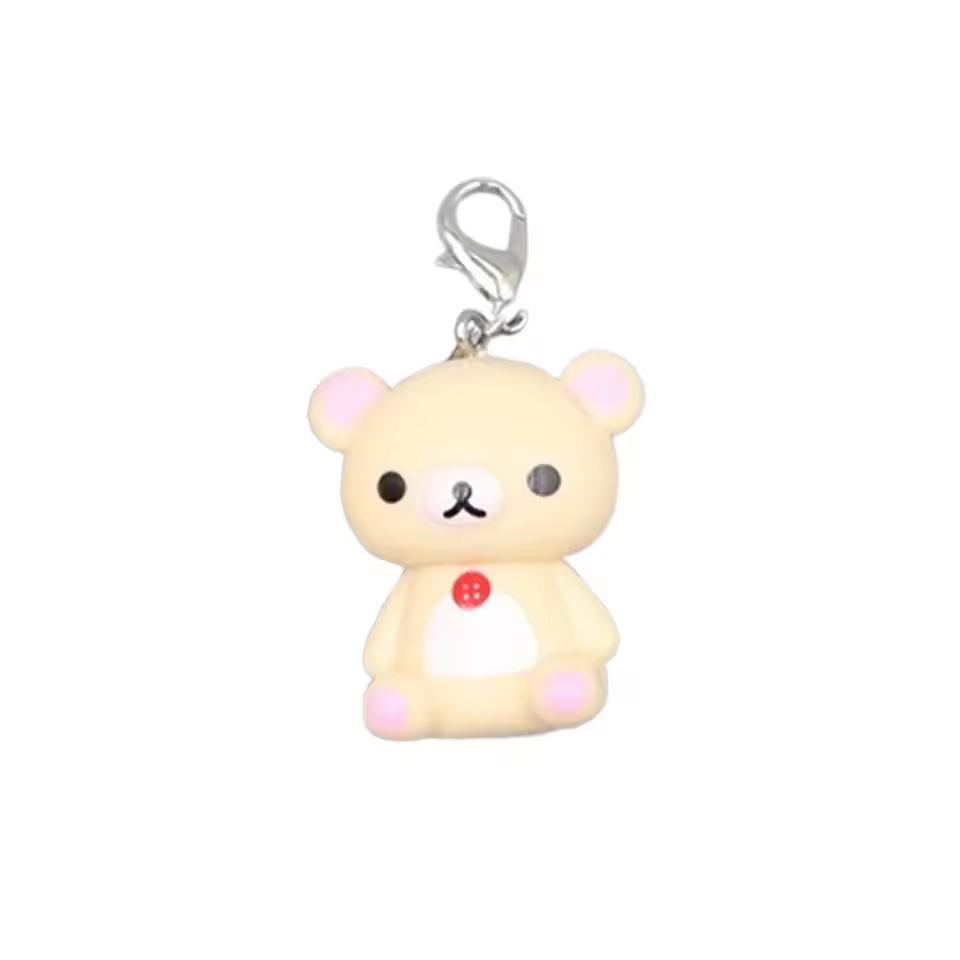 2pcs Kawaii Rilakkuma Easy Bear Keyrings Lazybear Doll Keychains Bag Clothing Puller Phone Rope Keyring Pendant Best Friend Gift
