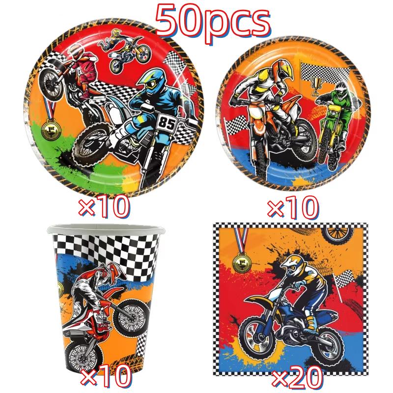 Motorcycle Birthday Party Decoration Motocross Race Tableware Cup Plate Balloon Tablecloth For Kids Boys Party Favors Gift