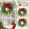 19.7In Artificial Christmas Wreath With Bell Xmas Garland Multifunctional With Red For Indoor Outdoor Decor Sturdy