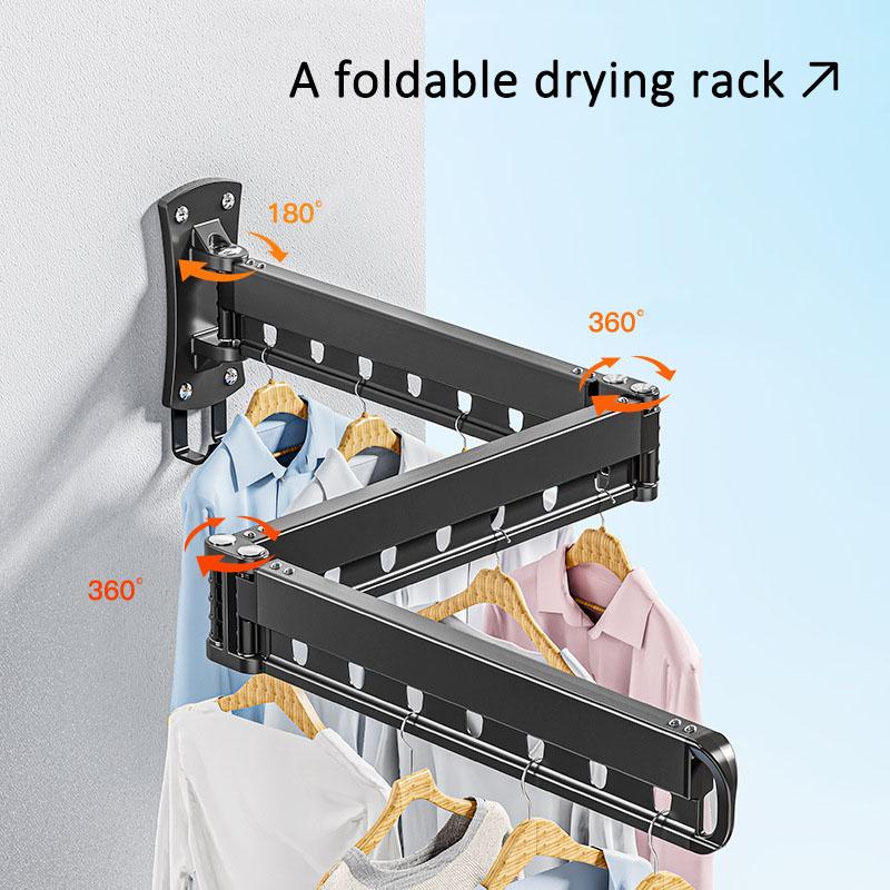 Aluminum Alloy Telescopic Drying Rod Indoor Balcony Multifunctional Drying Clothes, Folding clothes dryer Invisible Hanging Rack