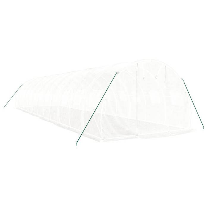 VidaXL Greenhouse with White Steel Frame 36 M² 12x3x2 M, Polytunnel, Cold Frame, Tomato Greenhouse, Garden Greenhouse, 3188054