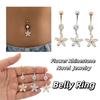 Dual Color Rhinestone Piercing Belly Dangled Design Flower Rhinestone Belly Ring  Seaside Vacation