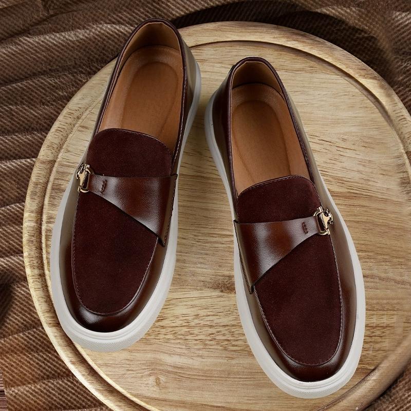 Fashion Newrst Men's Casual Slip-on Moccasins Classic Burgundy Buckle Decorated Loafers Mens Board Shoe Driving Flats