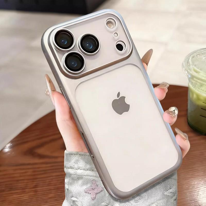 Slim Matte Electroplated IPhone 16 Pro / 17 Max Case With Built-in Lens Cover Shockproof Silicone Men Women Daily