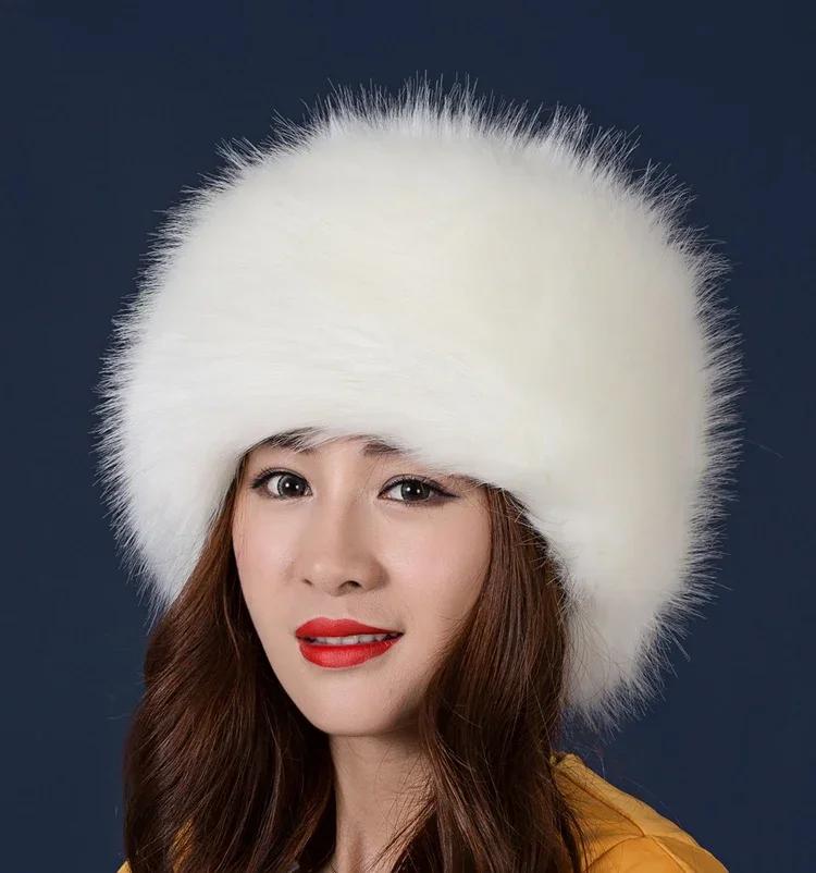 Man Women Fur Hats Thicken Warm Furry Faux Fur Flat Top Caps Winter Russian Casual Luxury skullies beanie ZKG33