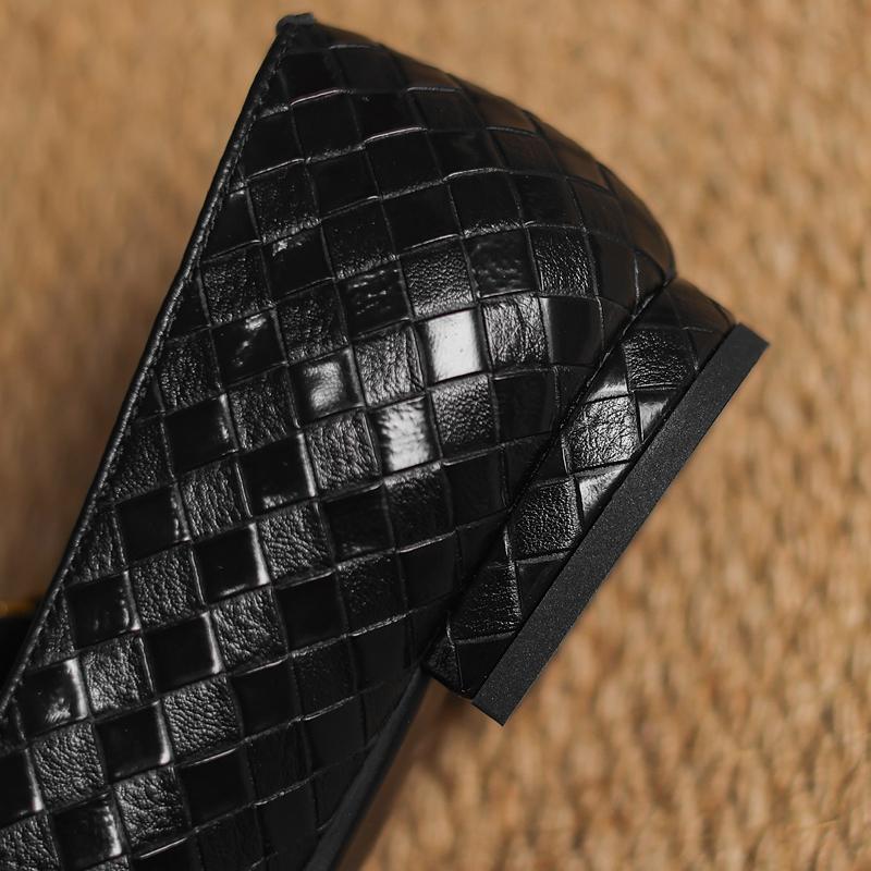 Fashion Women's new genuine leather printed cowhide square head metal elastic belt buckle low heel plus size Mary Jane single shoe