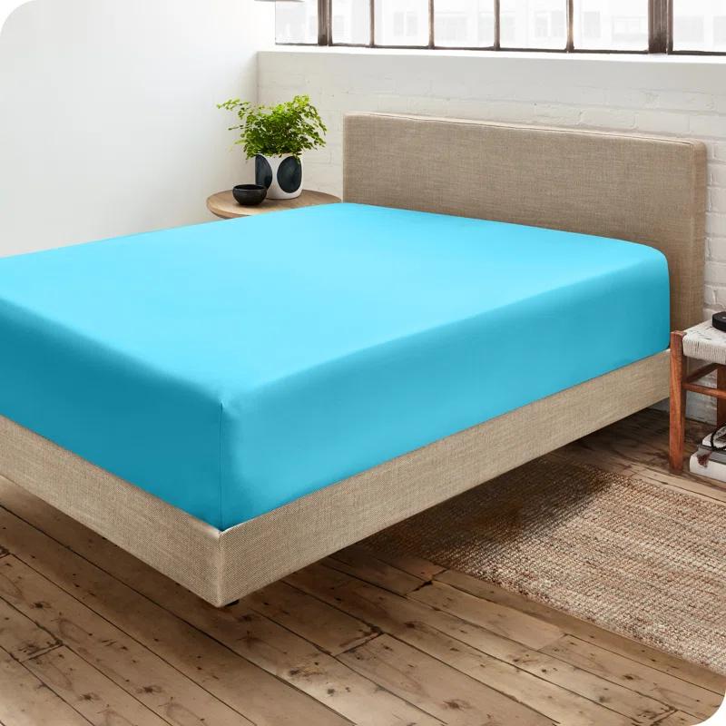 1 Waterproof Fitted Sheet,Solid Color Bed Cover Sheet, Bed Cover Mattress Cover Elastic Band Bed Skirt Breathable Sheet Only 1 Sheet