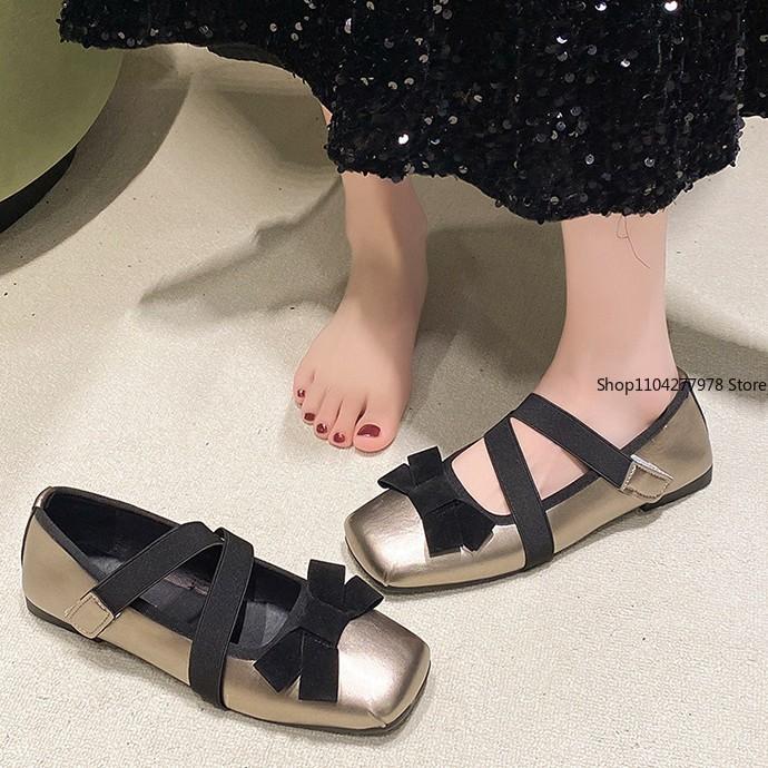 Fashion Designer Spring Women Mary Jane Shoes Fashion Square Toe Ladies Comfort Soft Sole Flats Women's Comfort Ballerinas Shoes