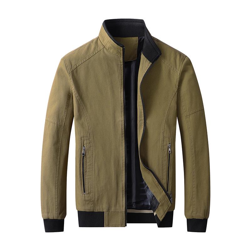

Korean Style Men s Stand Collar Jacket - Trendy Casual Outerwear for Spring and Autumn M хаки