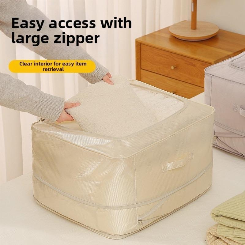 Space Saving Grey Diamond Pattern Quilt Storage Bag For Bedding Clothes And Home Travel Organization